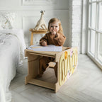 Lärtorn PLAY 5-i-1 – växande lärtorn med aktivitetspanel, 75 cm – Vanille – BusyKids