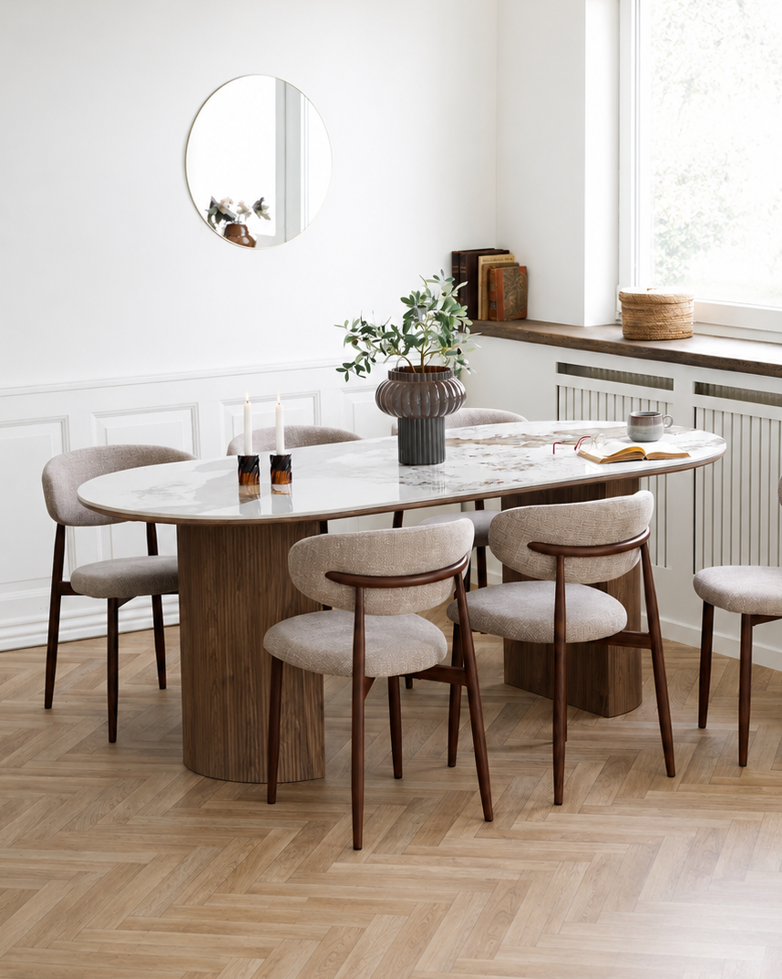 Athens Matbord i Keramik – Vit/Brun 210 x 100 cm