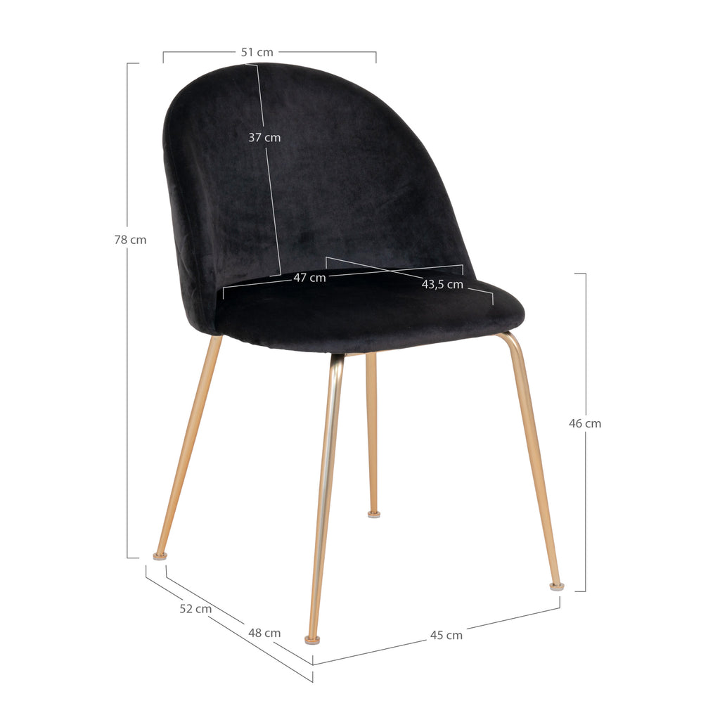 2-pack Geneve Matstolar – Svart Sammet
