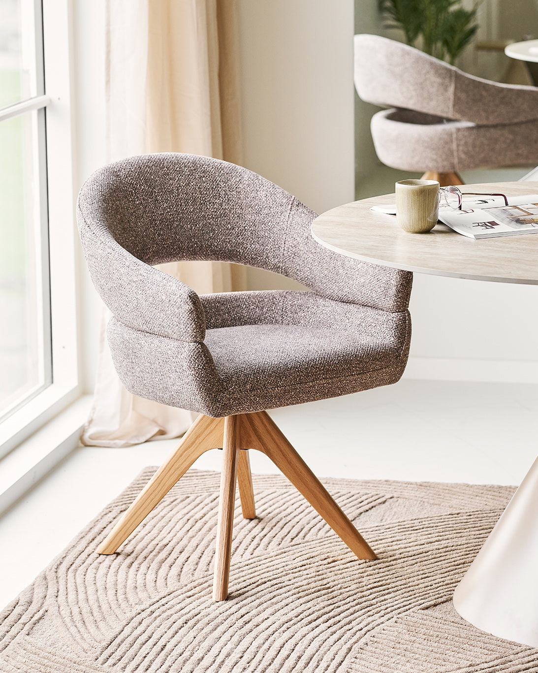 Dover Matstol – Brown / Natural Oak