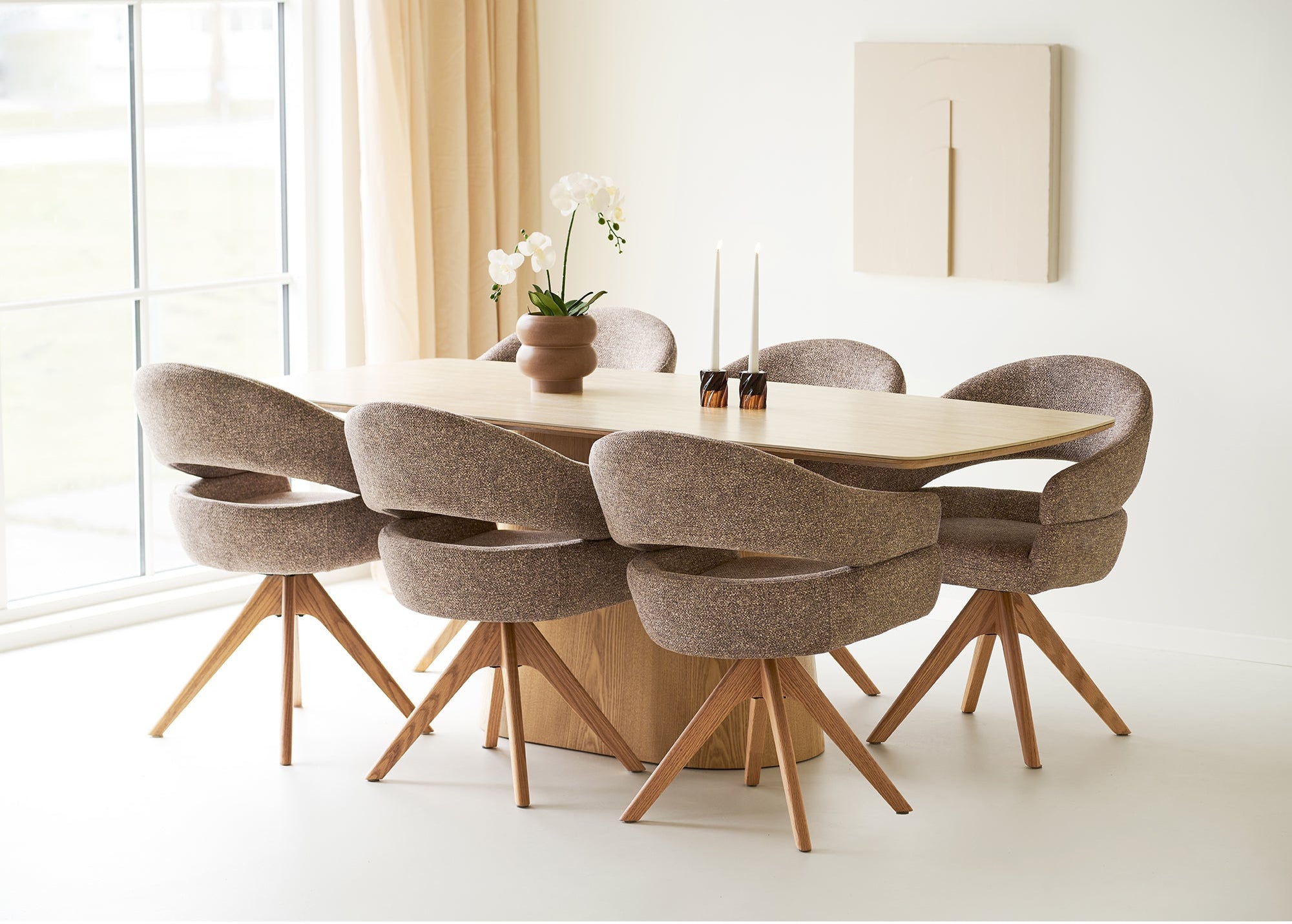 Dover Matstol – Brown / Natural Oak