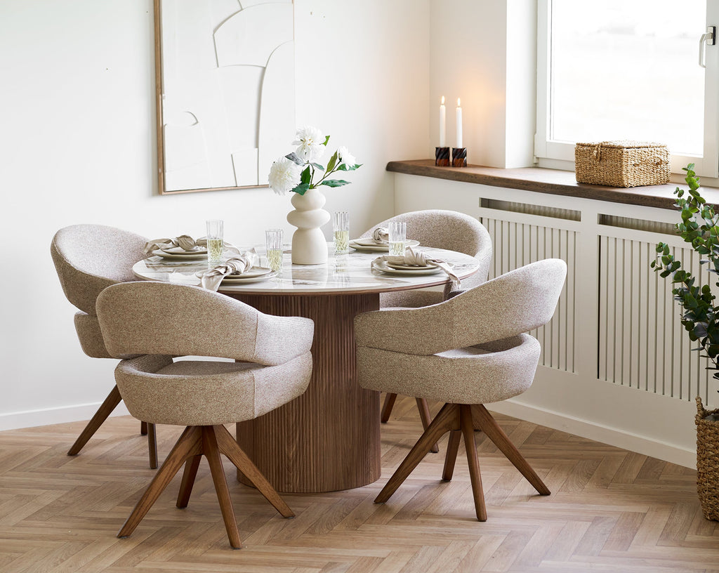 Dover Matstol –  Sand Heathered / Brown Oak