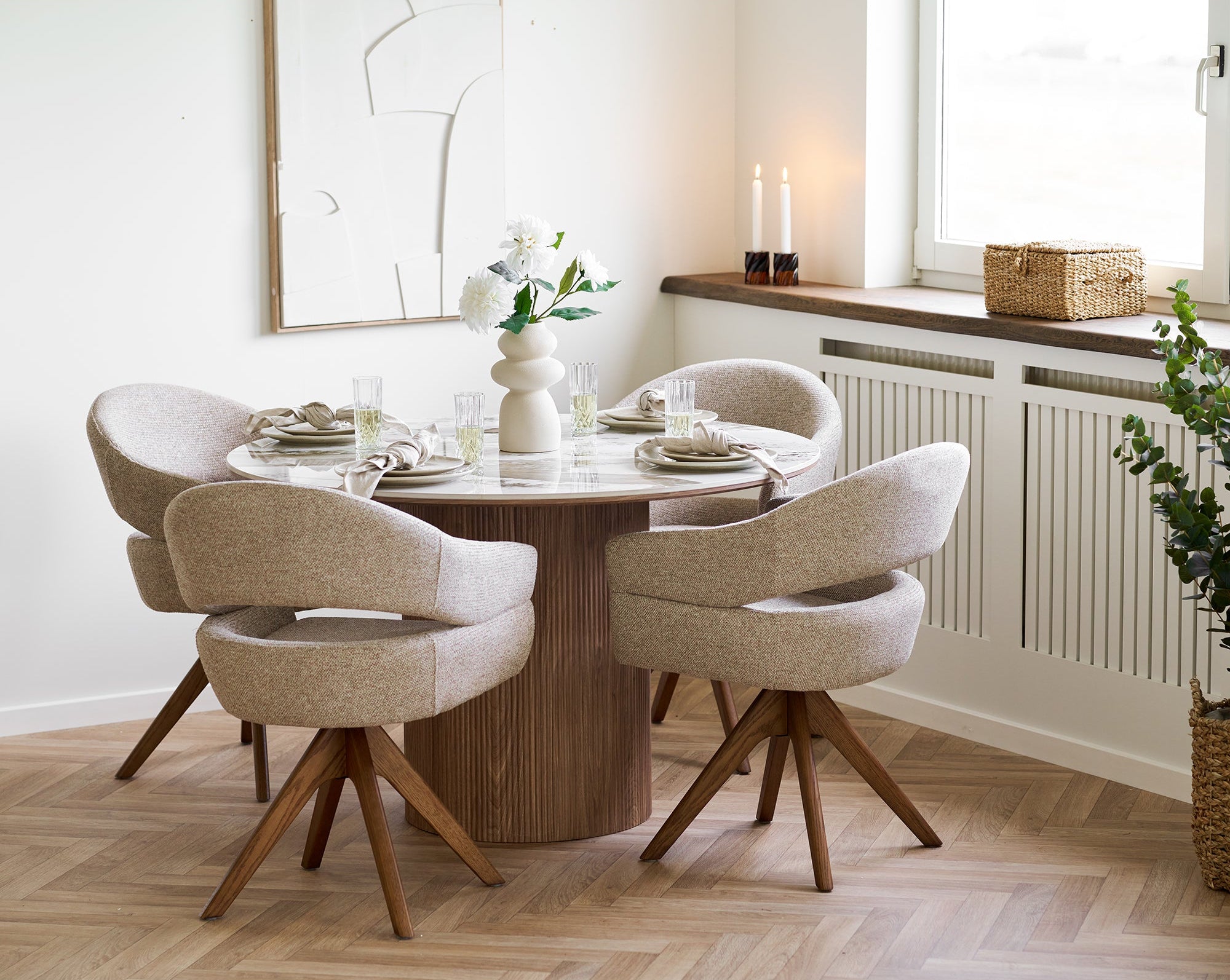 Dover Matstol –  Sand Heathered / Brown Oak