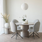 Lana Matstol med snurrfunktion – Sand Bouclé