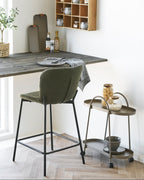 Maceda Barstol – Grön Bouclé & Svart