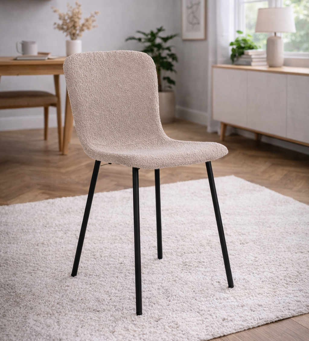 Halden Matstol – Beige Bouclé