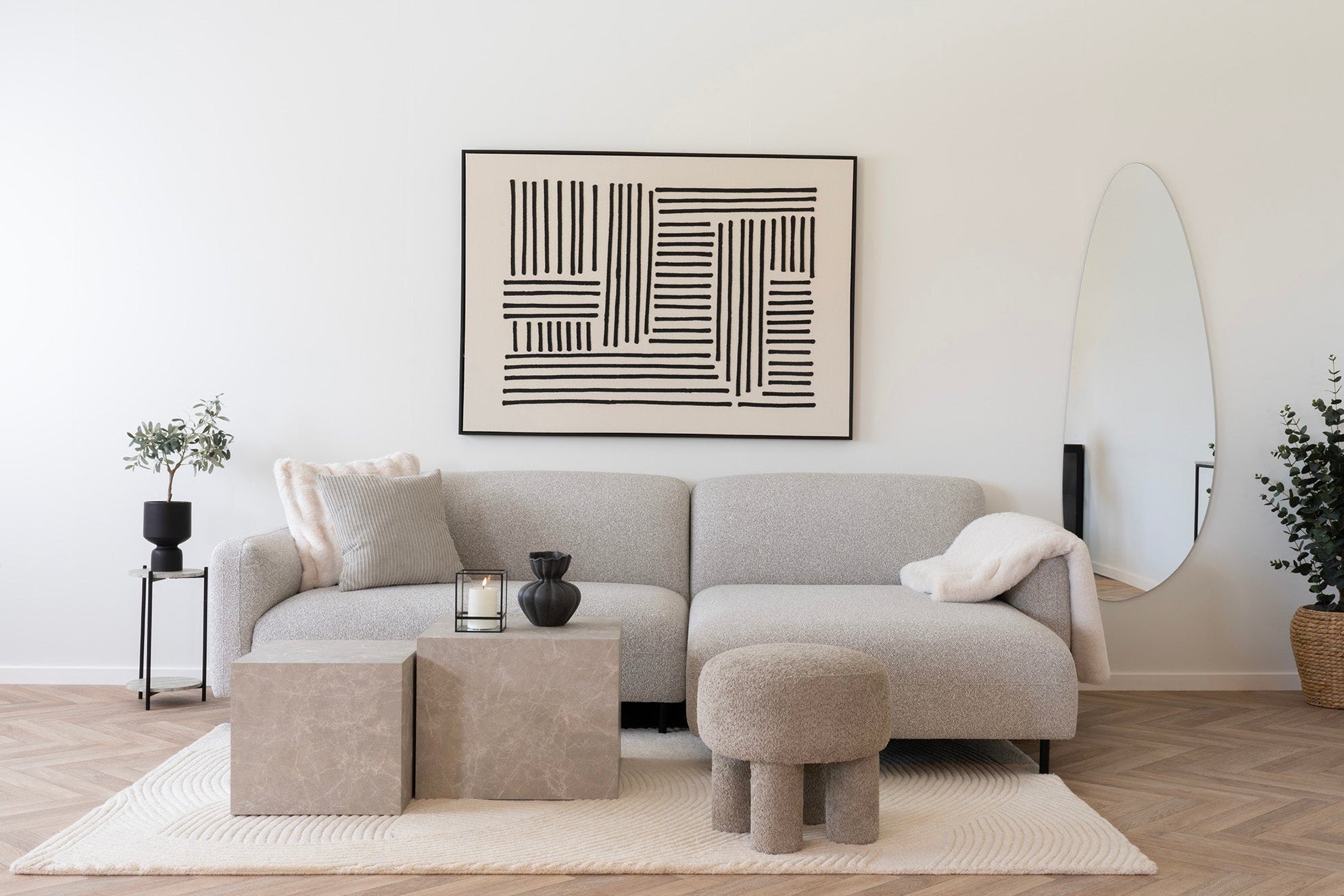 Salvador L-Soffa – Ljusgrå bouclé (Höger)