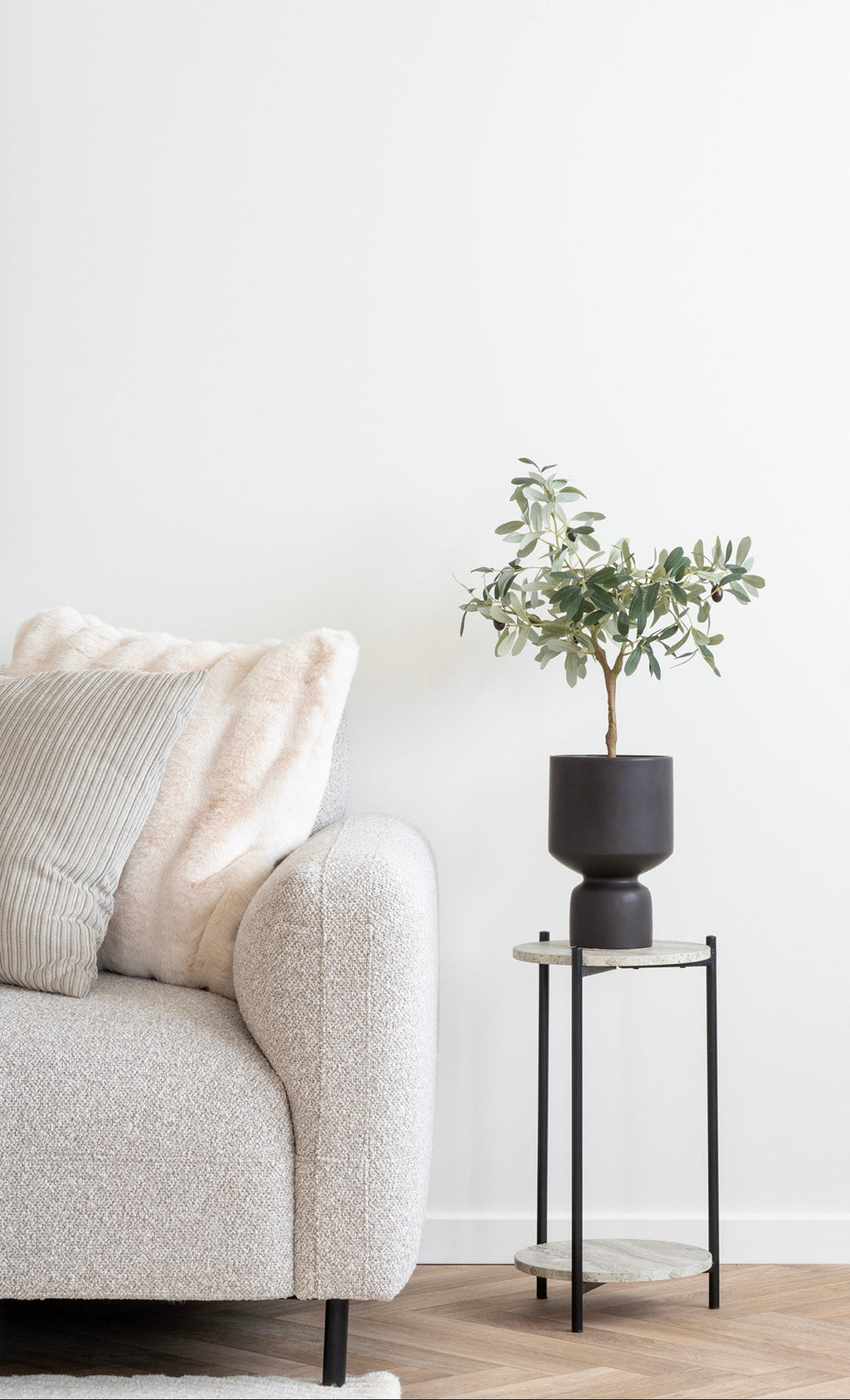 Salvador L-Soffa – Ljusgrå bouclé (Vänster)