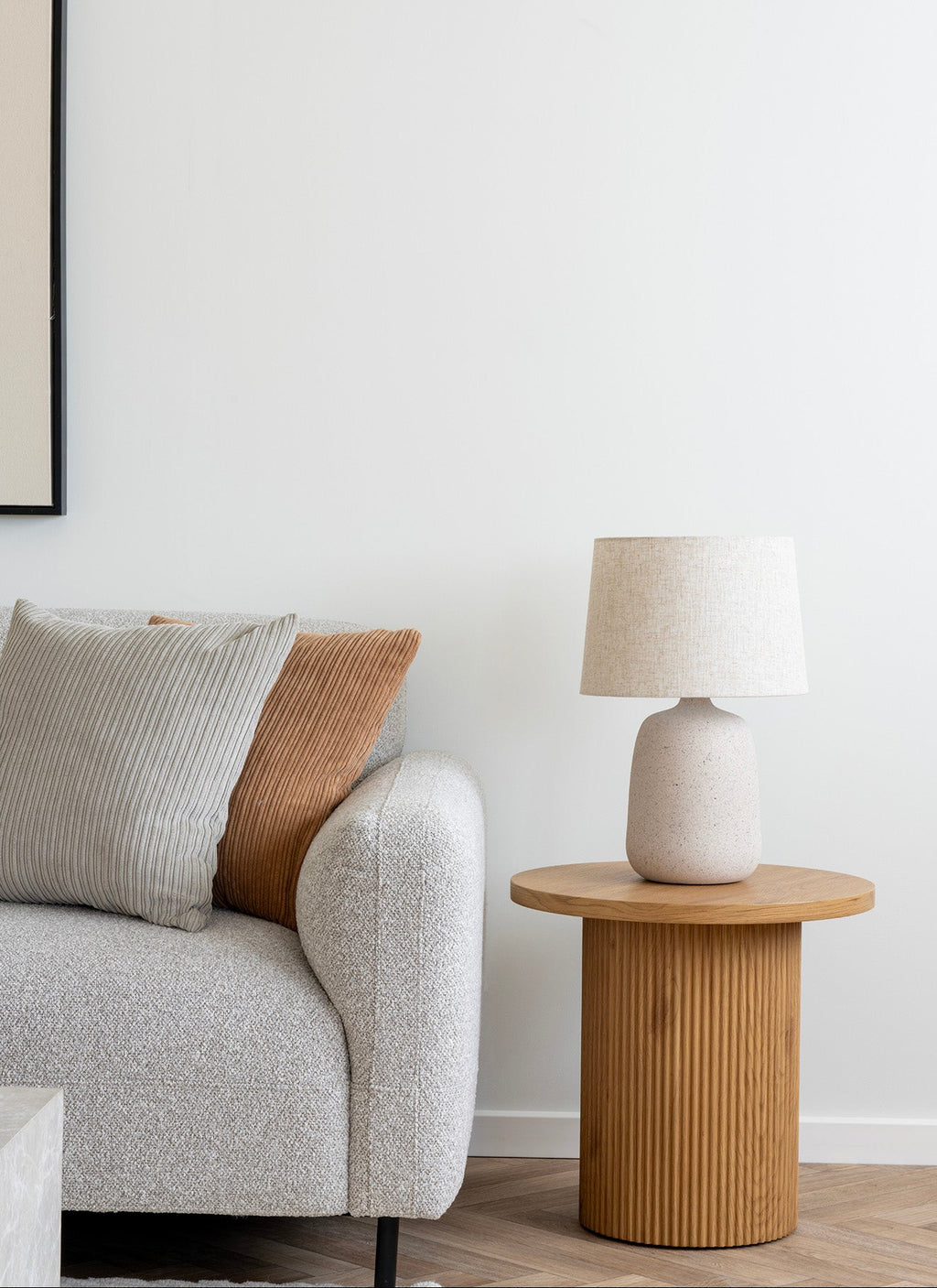 Salvador L-Soffa – Ljusgrå bouclé (Vänster)