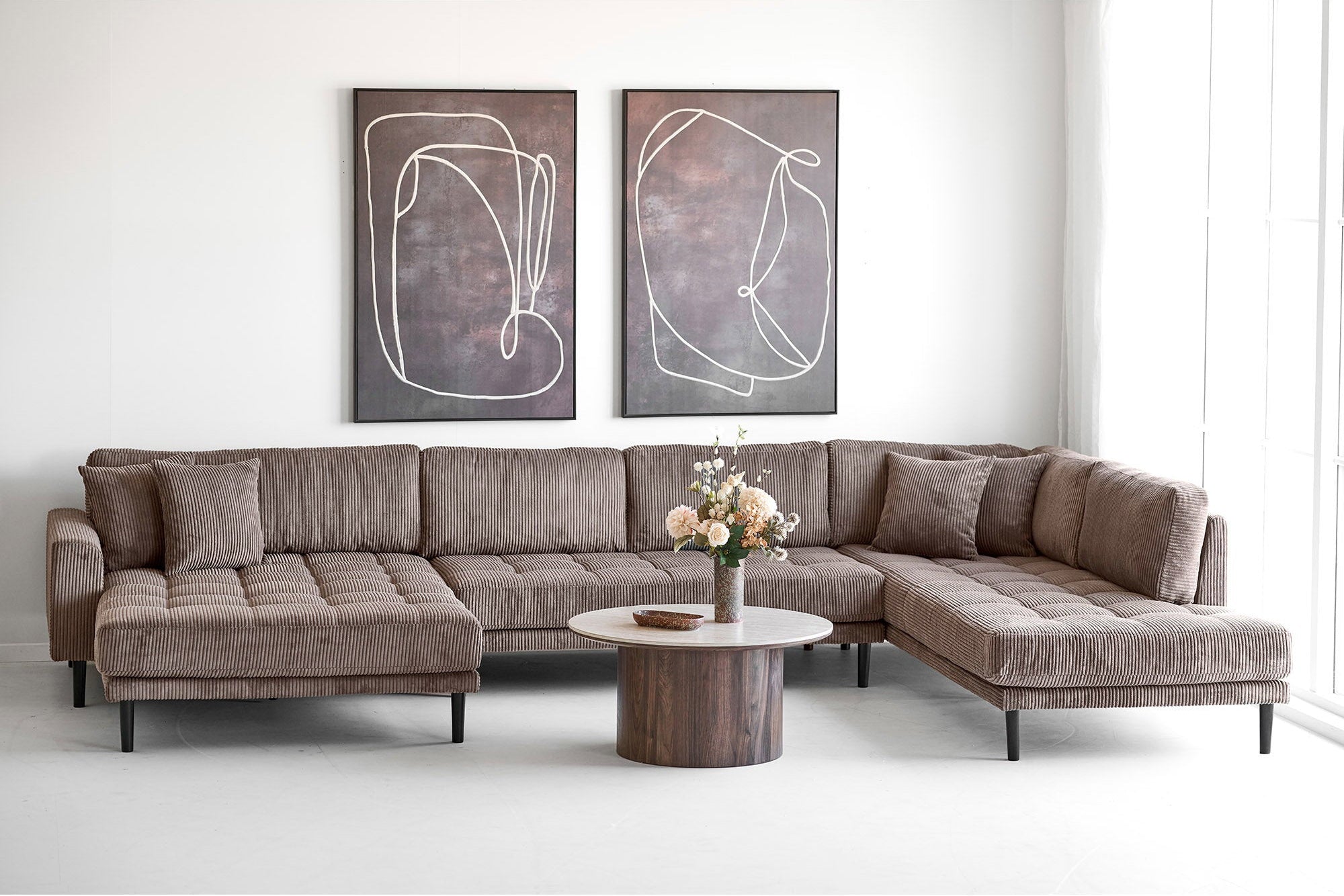 Lido U-Soffa Open End – Brun (Vänsterdivan)