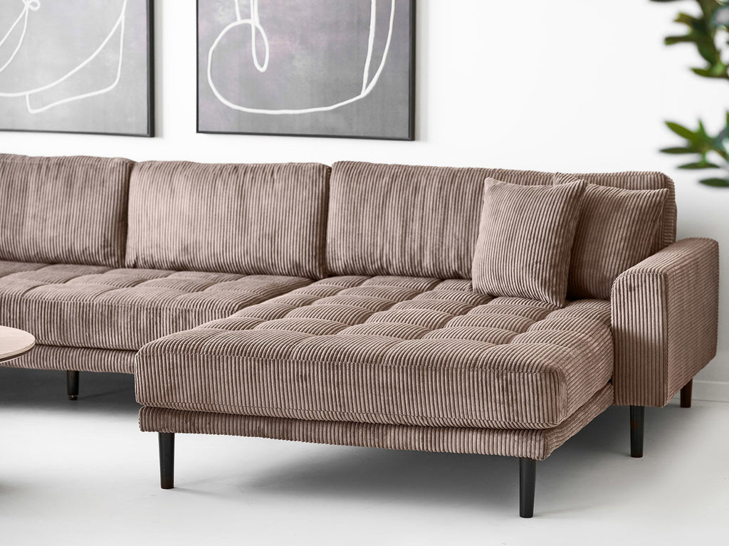 Lido U-Soffa Open End – Brun (Högerdivan)