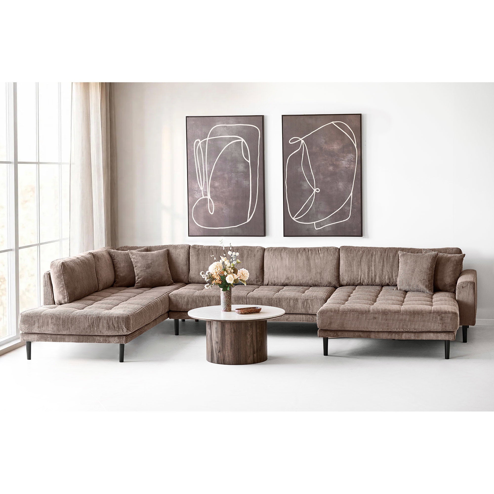 Lido U-Soffa Open End – Brun (Högerdivan)