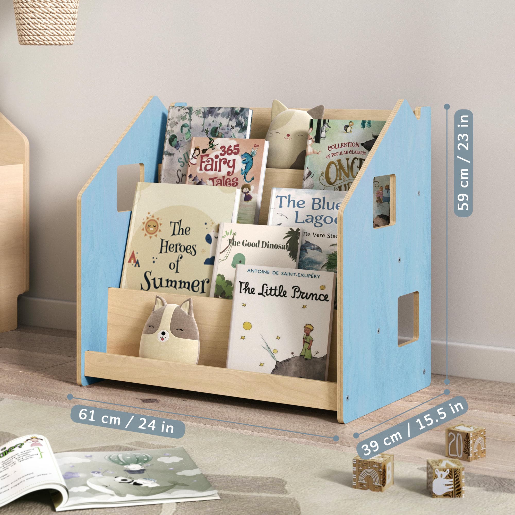 Bücherregal nach Montessori - zart blau / rosa – zart blau – BusyKids