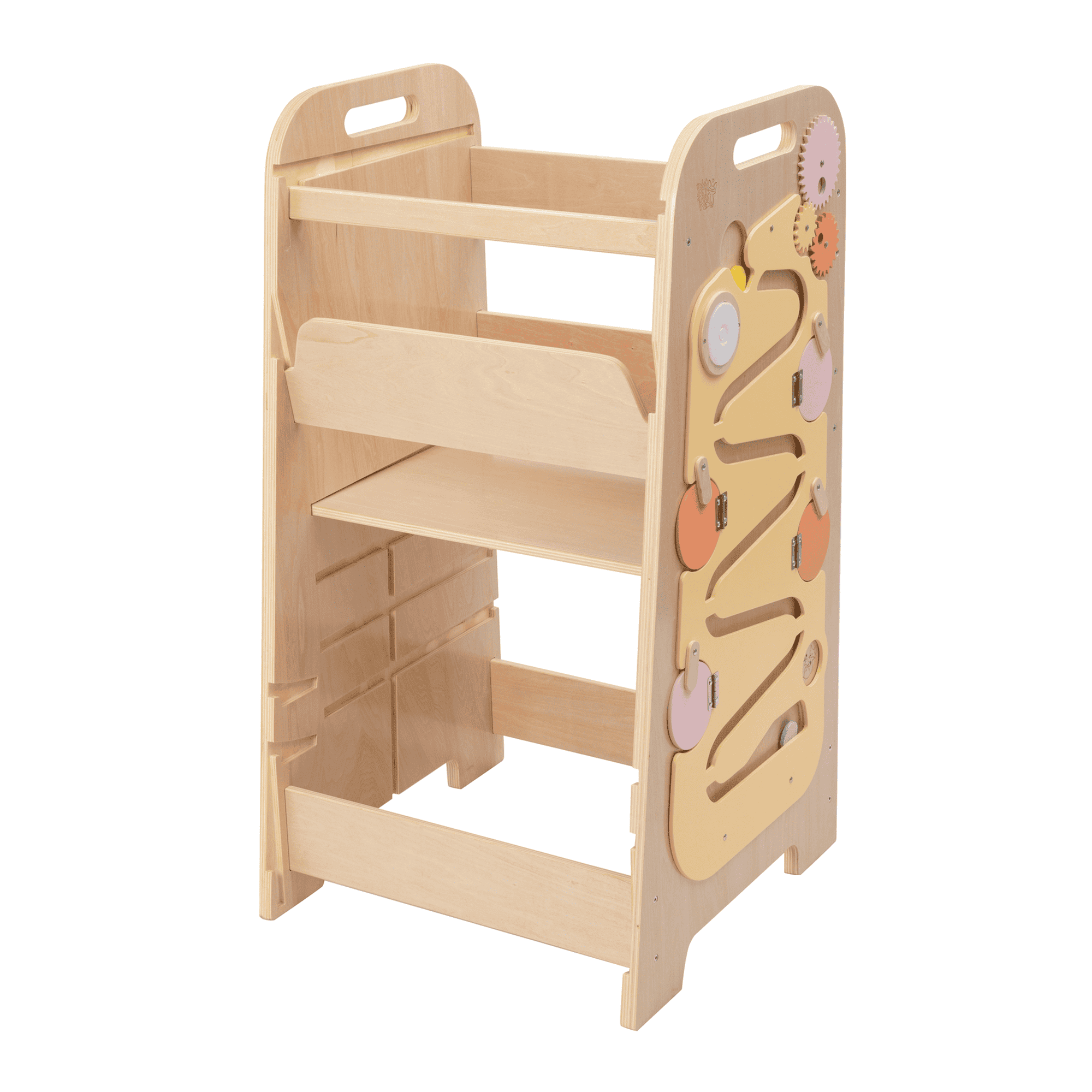 Lärtorn PLAY XL 5-i-1 med aktivitetspanel – mint och gul, 89 cm – Gelb – BusyKids