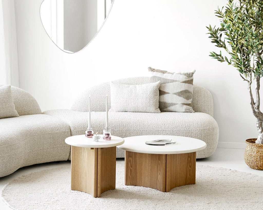 Motril Soffbord i Vit / Natur – Ø80x37 cm