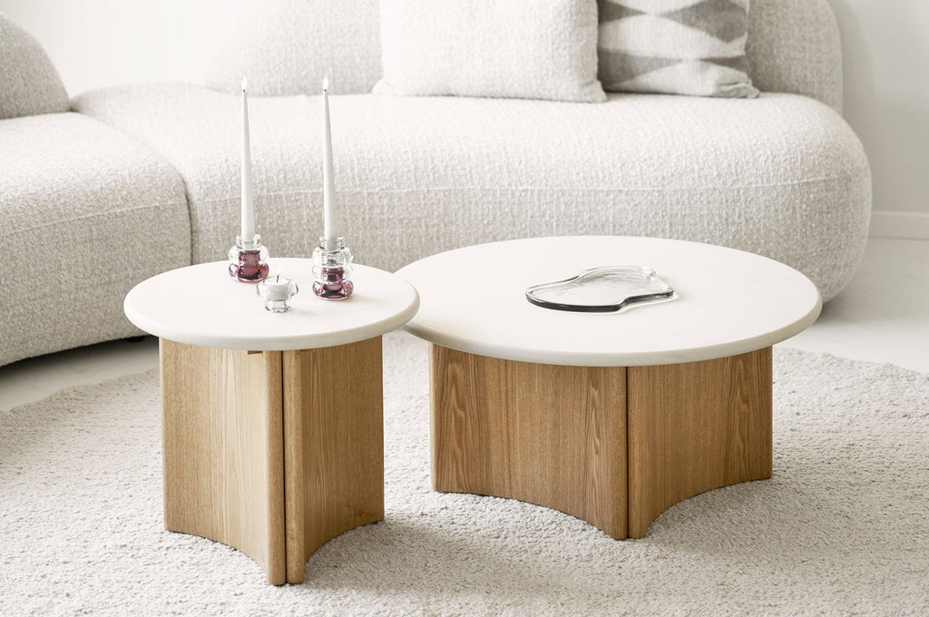 Motril Soffbord i Vit / Natur – Ø80x37 cm