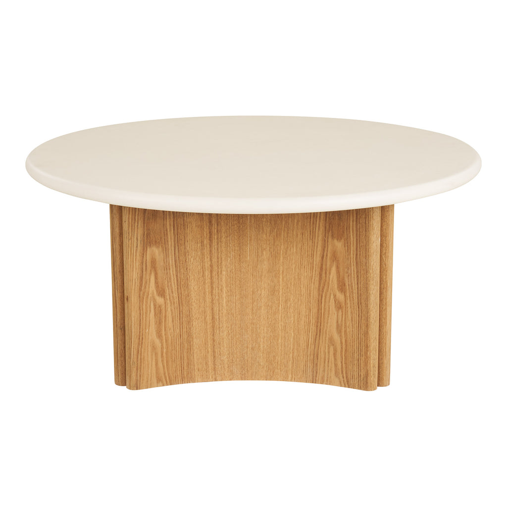 Motril Soffbord Set om 2 i Vit / Natur – Ø80 + Ø50 cm