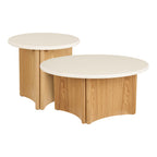 Motril Soffbord Set om 2 i Vit / Natur – Ø80 + Ø50 cm