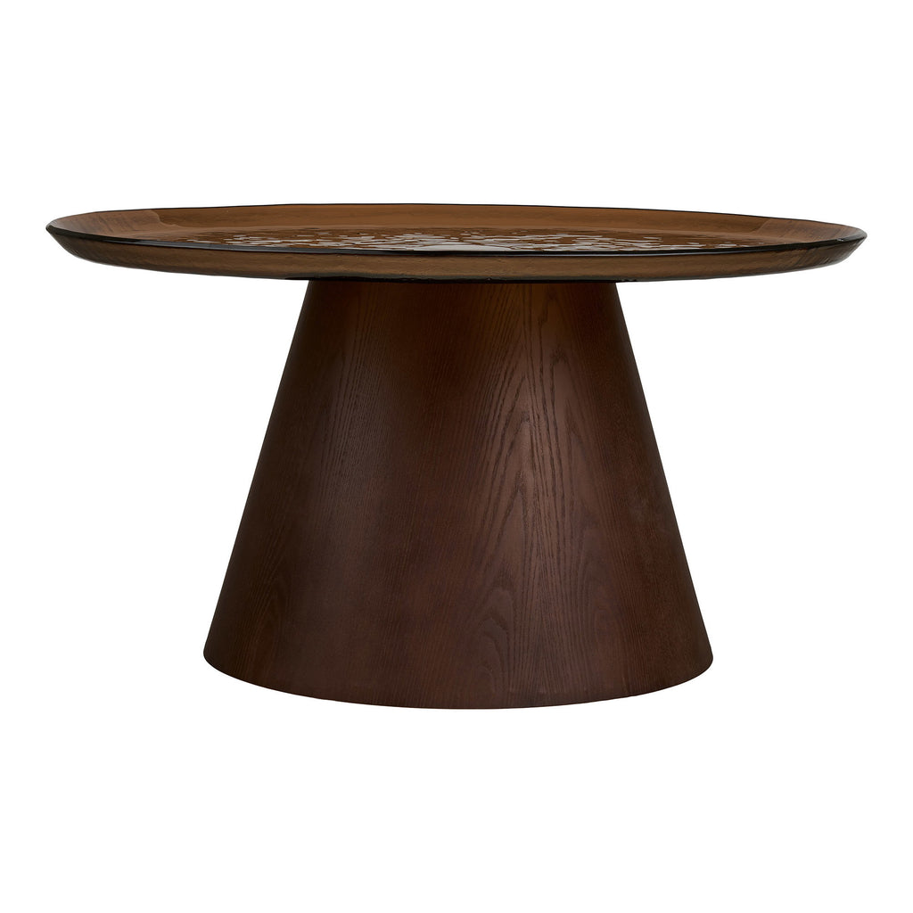 Orvieto Soffbord i Mörkbrun Askfanér med Glas – Ø80x42 cm
