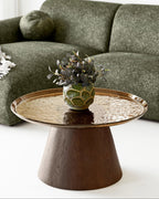 Orvieto Soffbord i Mörkbrun Askfanér med Glas – Ø80x42 cm
