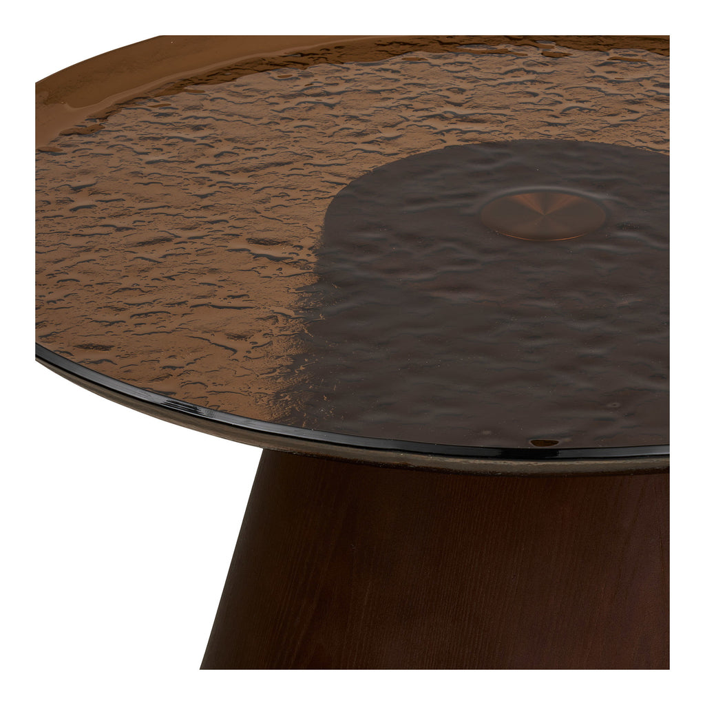 Orvieto Soffbord i Mörkbrun Askfanér med Glas – Ø80x42 cm