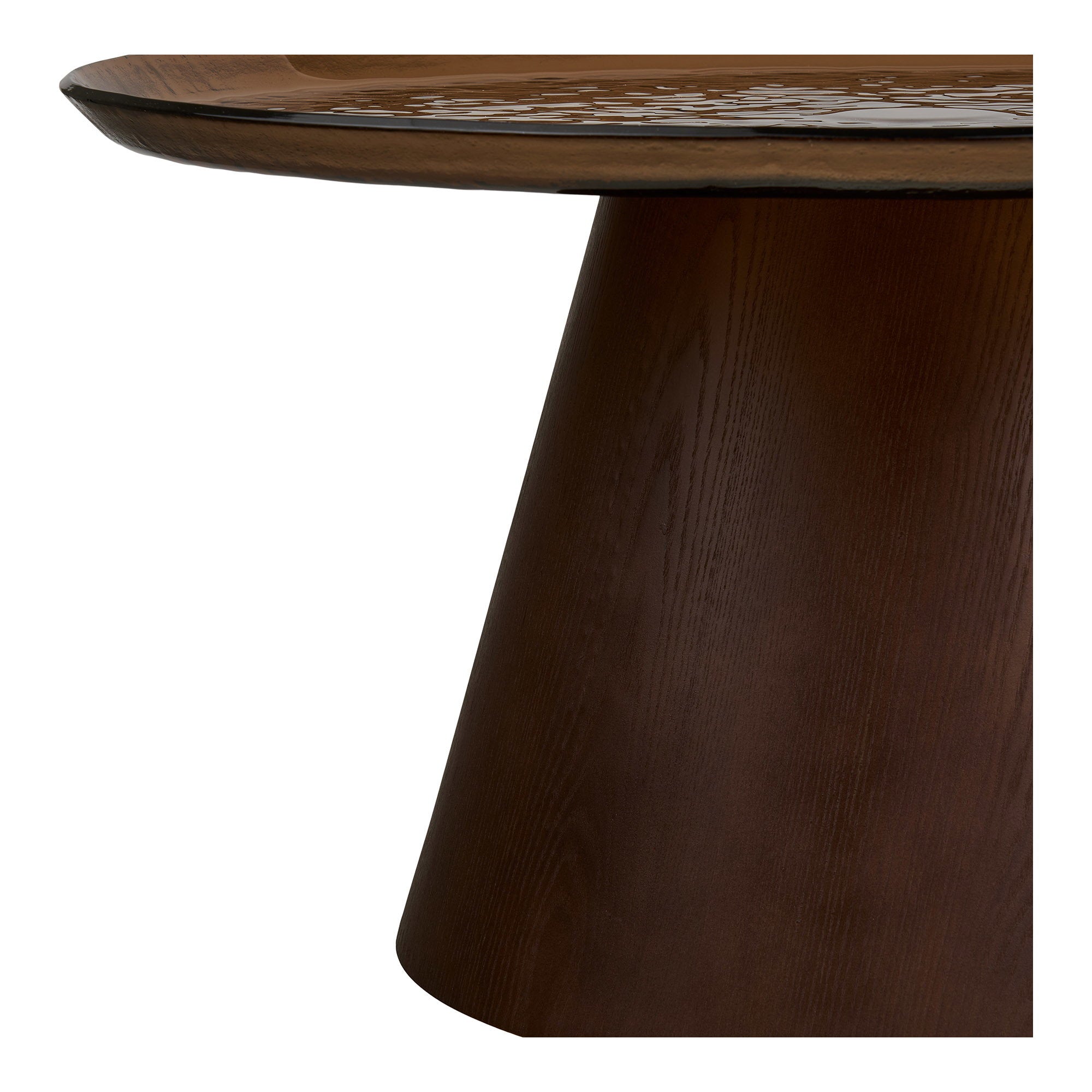 Orvieto Soffbord i Mörkbrun Askfanér med Glas – Ø80x42 cm