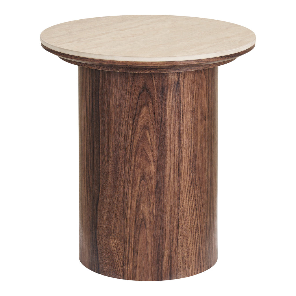 Delphi Sidobord – Keramisk Travertin / Mörkbrun