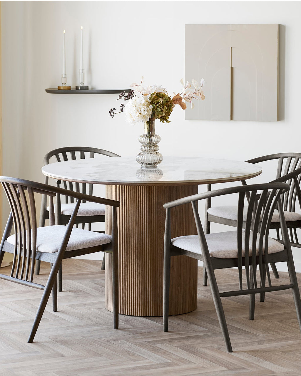Athens Matbord – Vit / Brun ø120