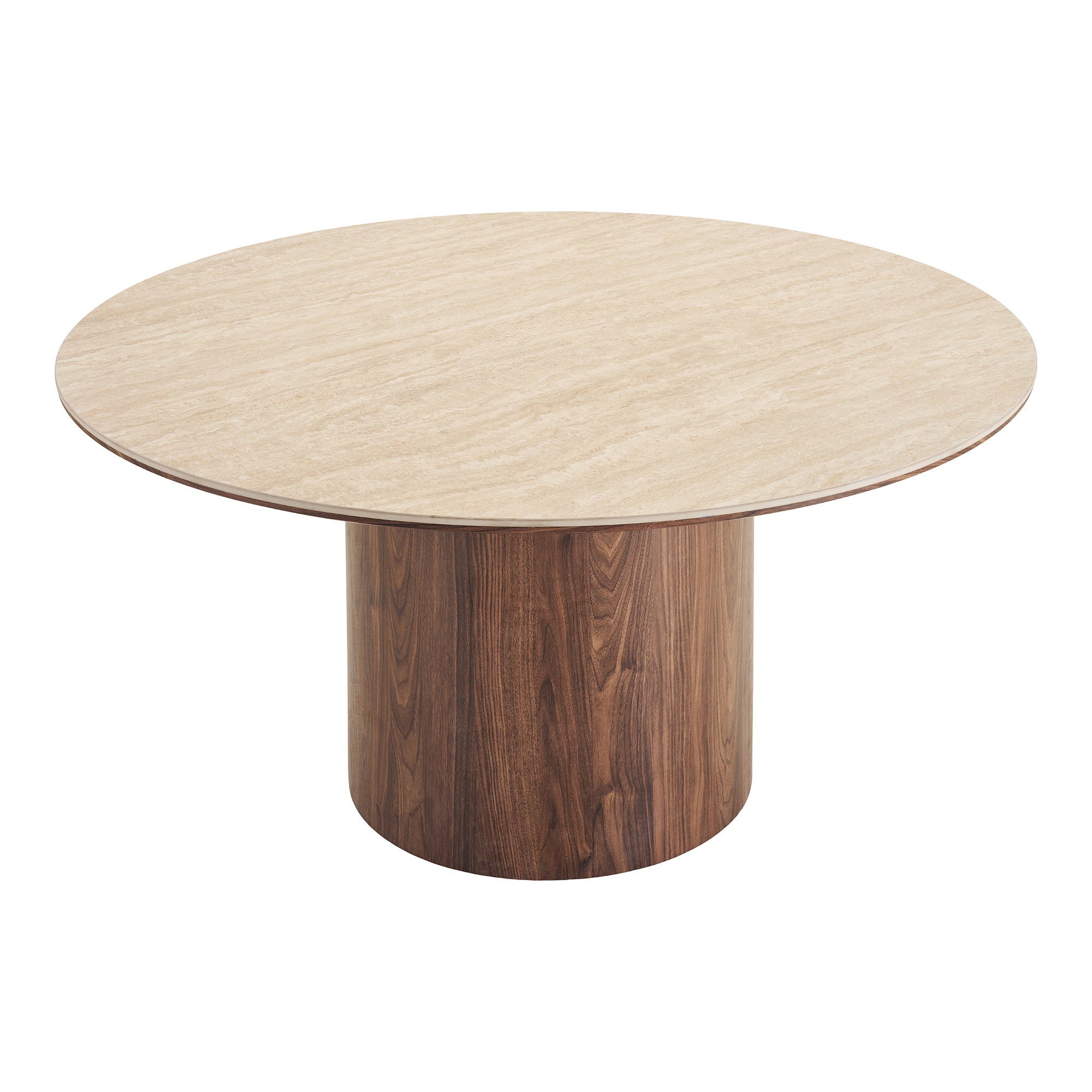 Delphi Matbord – Travertin / Mörkbrun ø140x76 cm