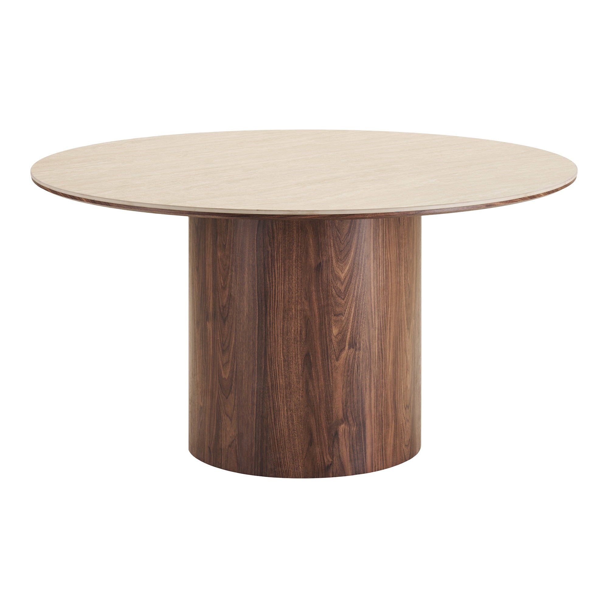 Delphi Matbord – Travertin / Mörkbrun ø140x76 cm