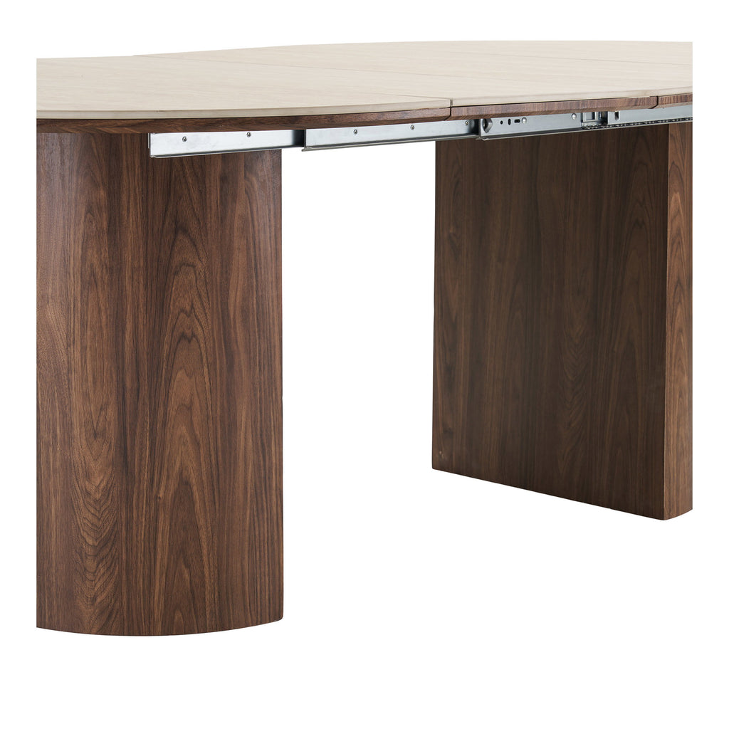 Delphi Matbord – Travertin / Mörkbrun ø120 x 120-160-200 cm