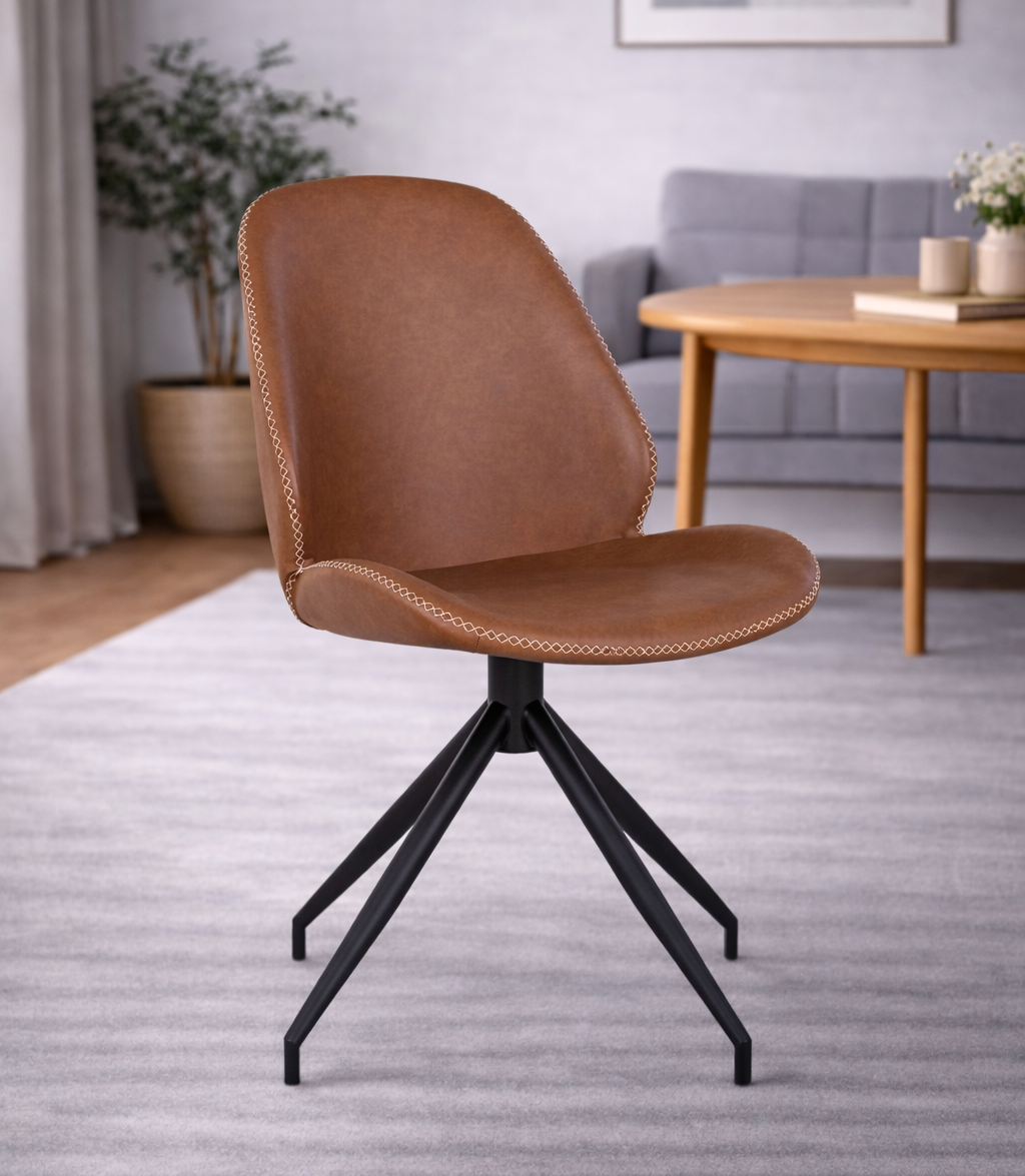 Monte Carlo Matstol med snurrfunktion – Vintage Brun PU