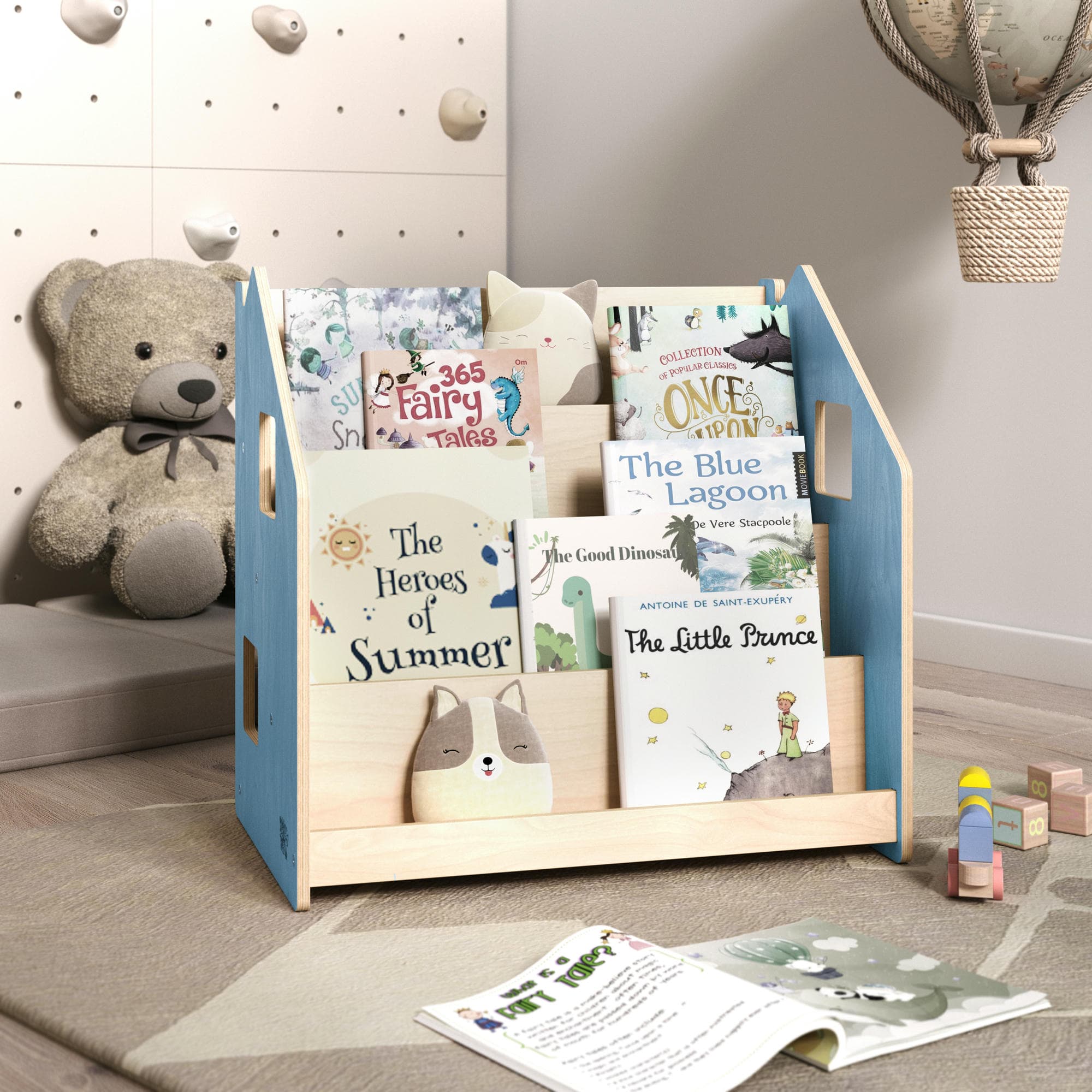 Bücherregal nach Montessori - zart blau / rosa – zart blau – BusyKids