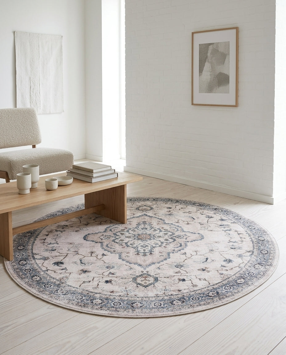 Havana Matta – Off white / Beige / Dammblå ø200 cm