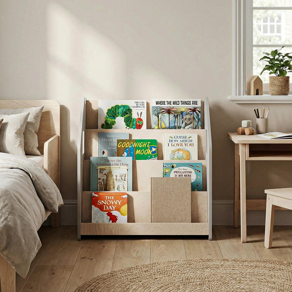Bücherregal nach Montessori - Weiß und Grau – Grå – BusyKids