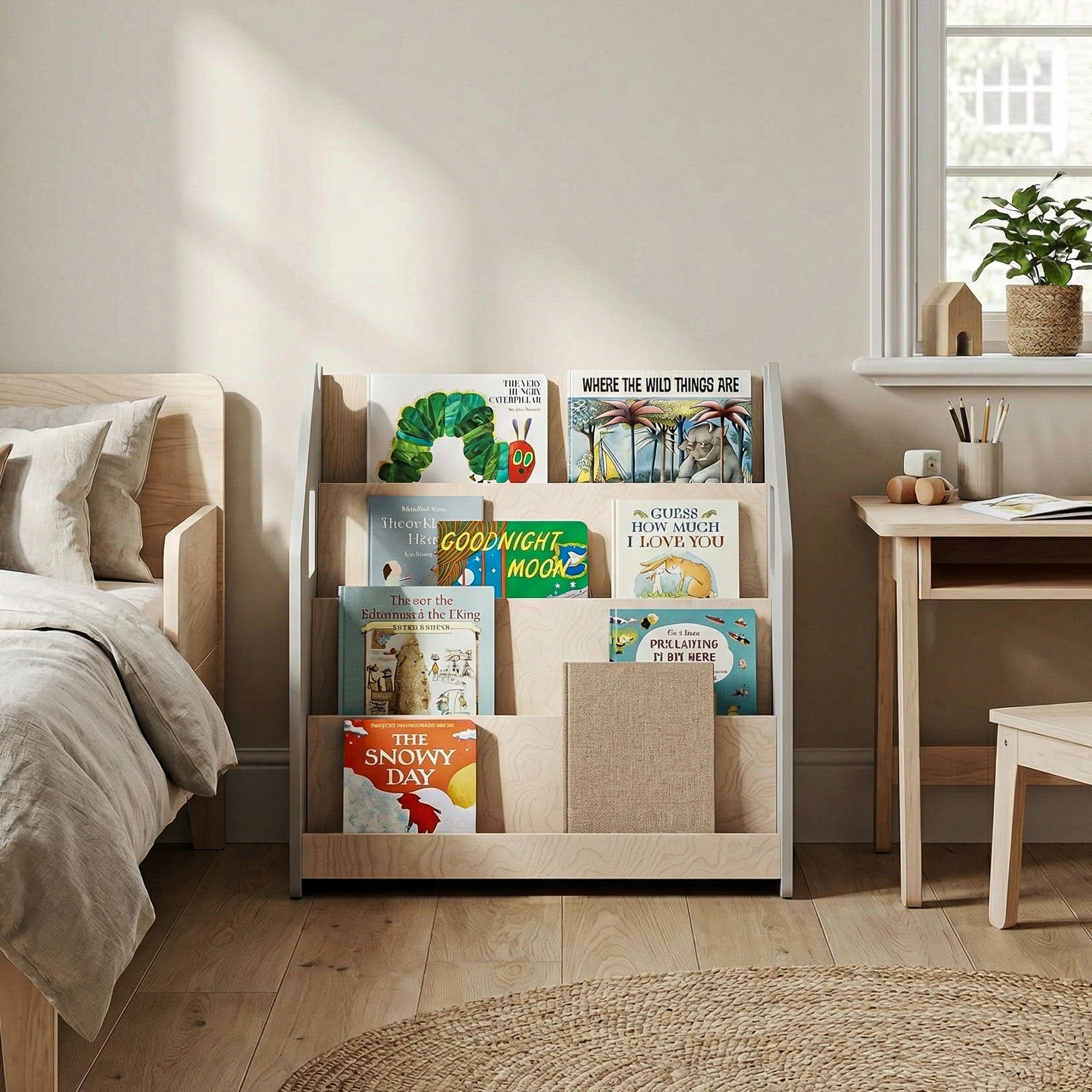 Bücherregal nach Montessori - Weiß und Grau – Grå – BusyKids