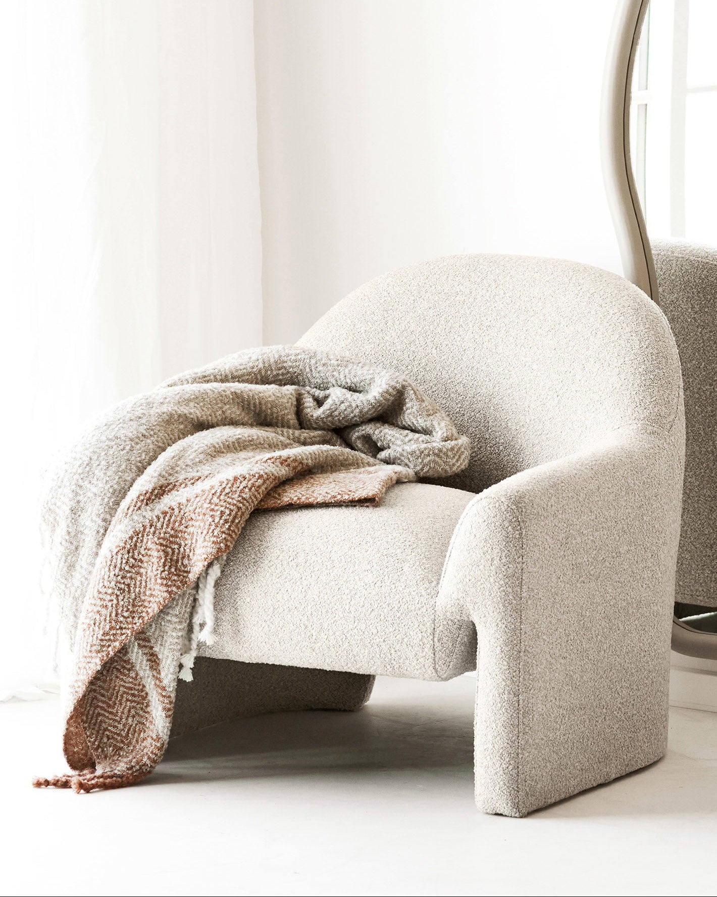 Almora Pläd – Beige / Guldorange