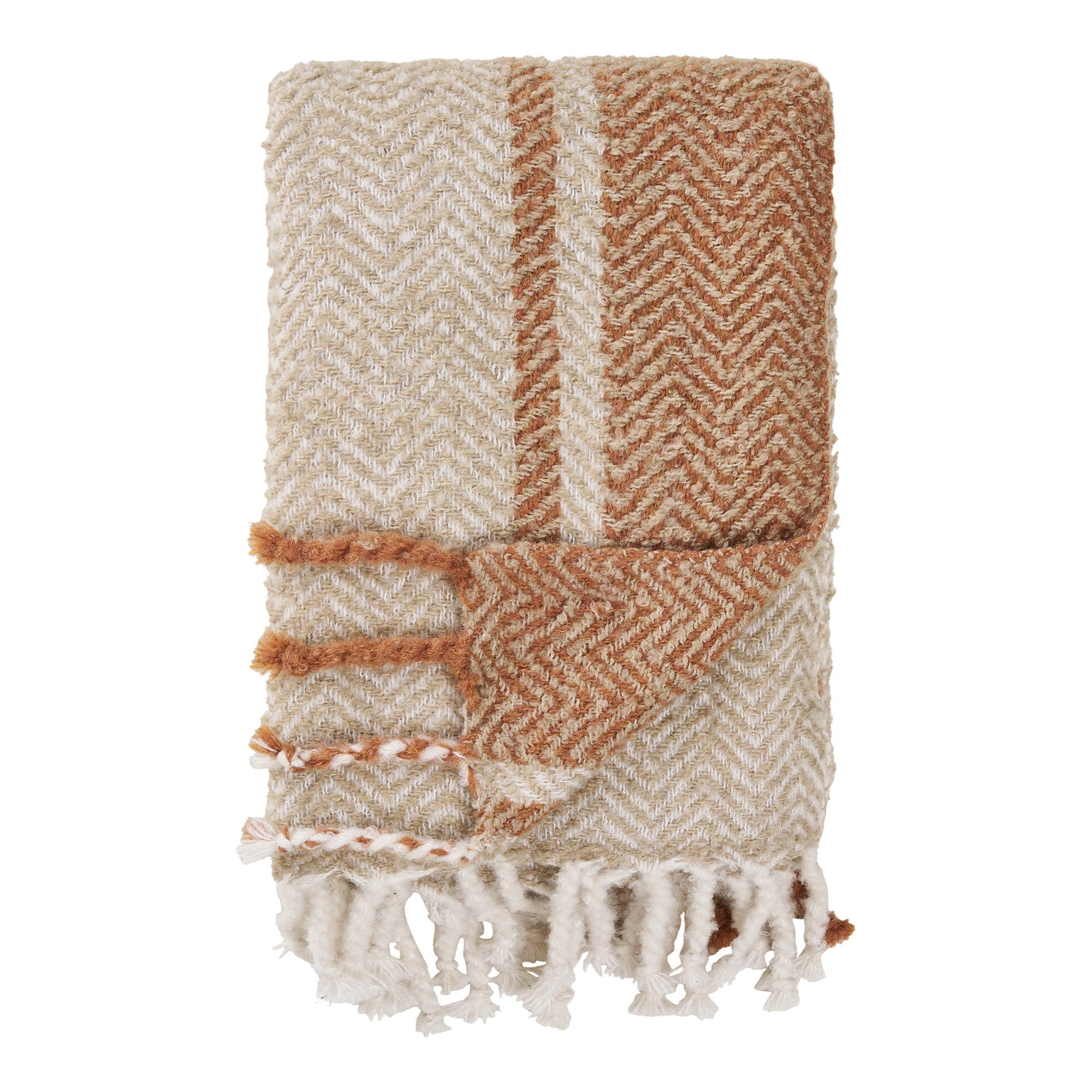 Almora Pläd – Beige / Guldorange