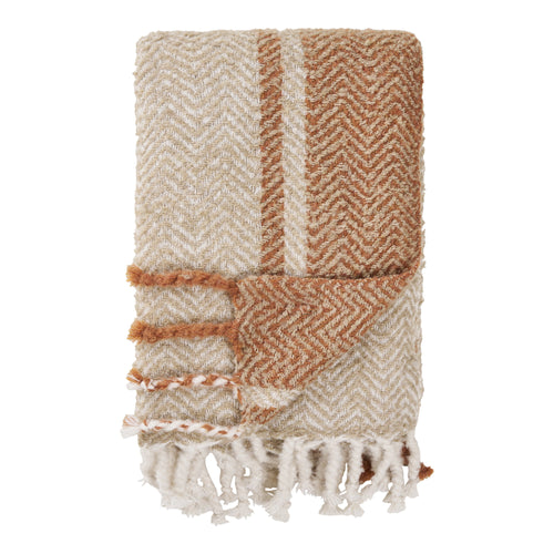Almora Pläd – Beige / Guldorange