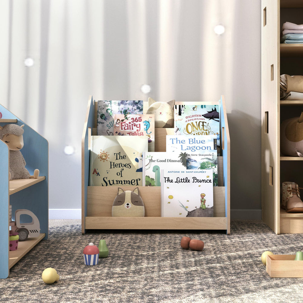 Bücherregal nach Montessori - zart blau / rosa – zart blau – BusyKids