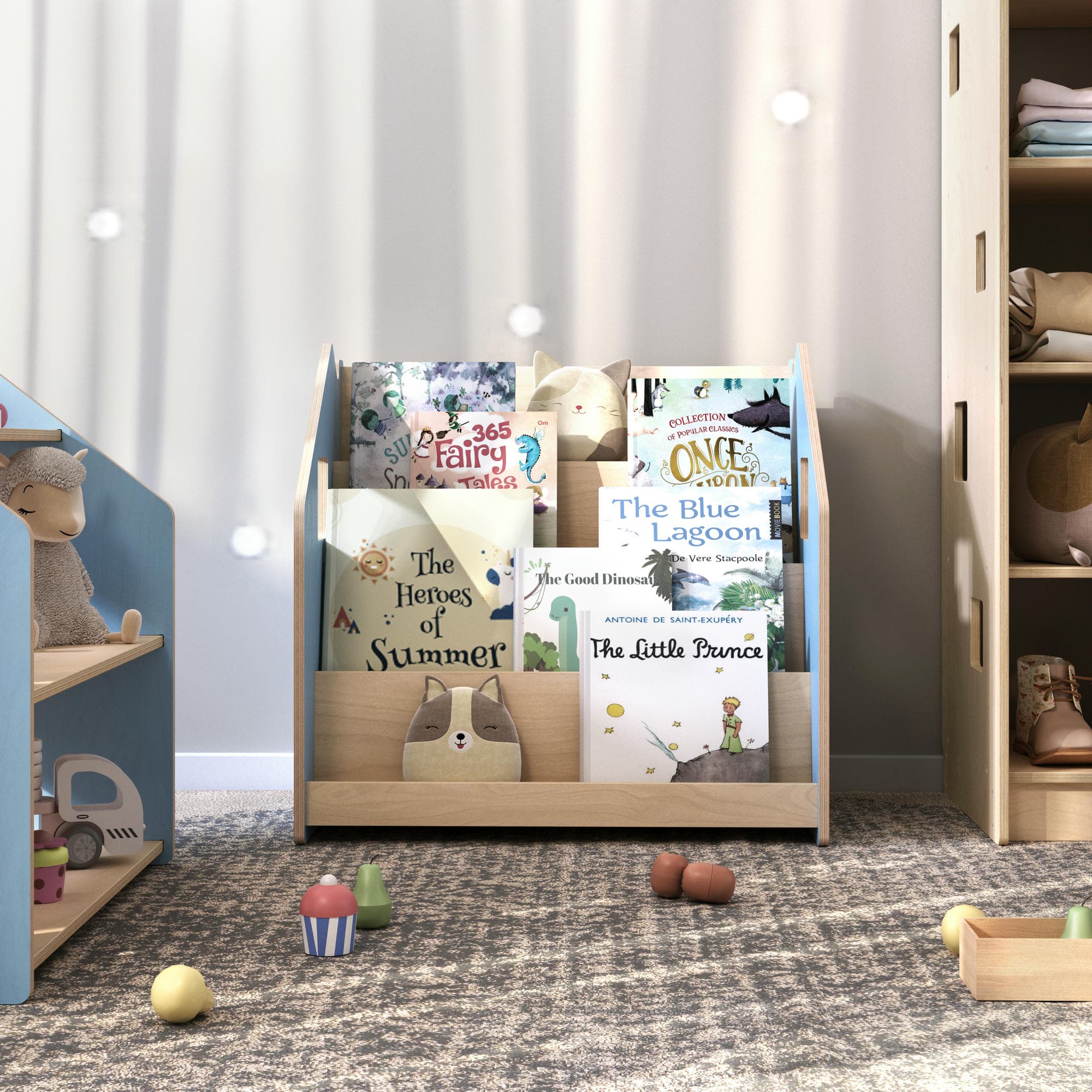 Bücherregal nach Montessori - zart blau / rosa – zart blau – BusyKids