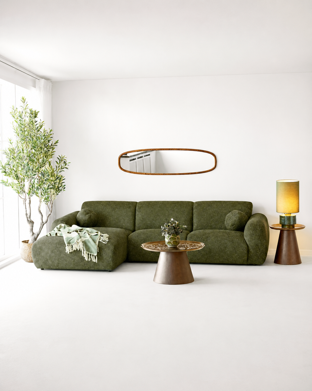 Clyde Lounge Soffa – Olivgrön (Vänsterdivan)