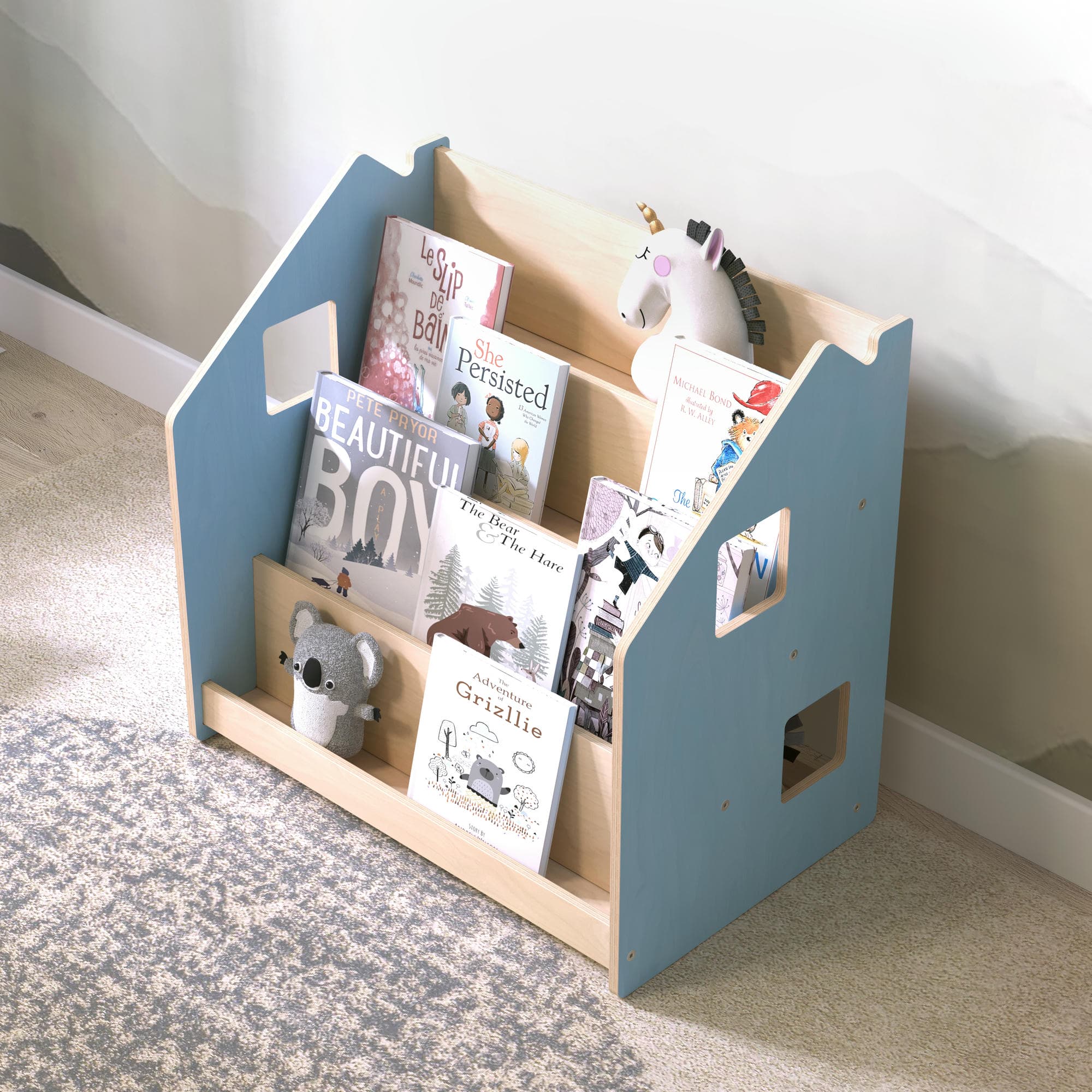 Bücherregal nach Montessori - zart blau / rosa – zart blau – BusyKids