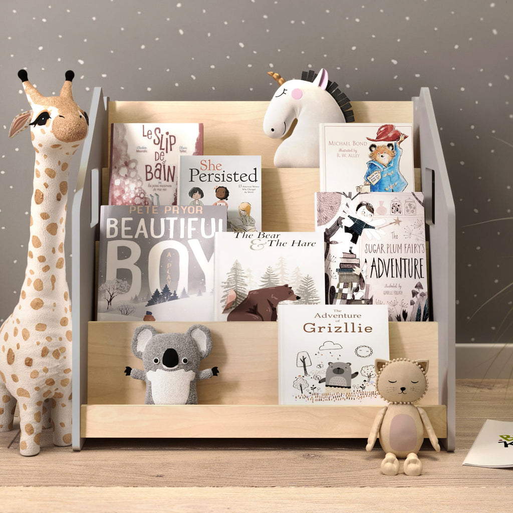 Bücherregal nach Montessori - Weiß und Grau – Grå – BusyKids