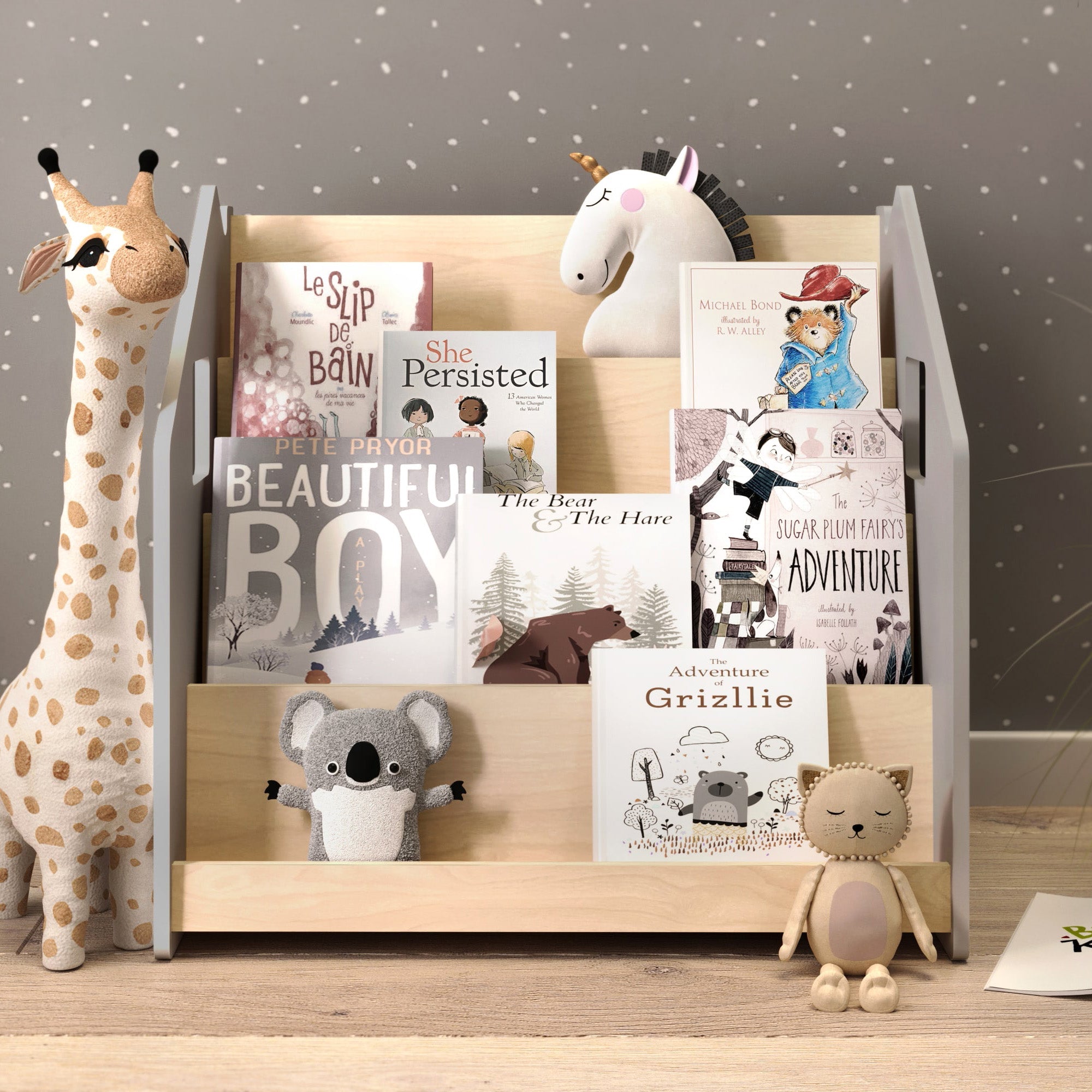 Bücherregal nach Montessori - Weiß und Grau – Grå – BusyKids
