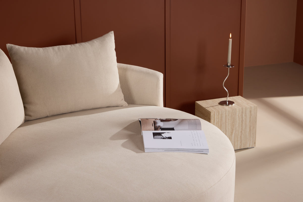 Kelso Rund Soffa – Beige Linne