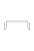 Saturnus Soffbord i Glas med Silverfärgad Metallram – 120 cm