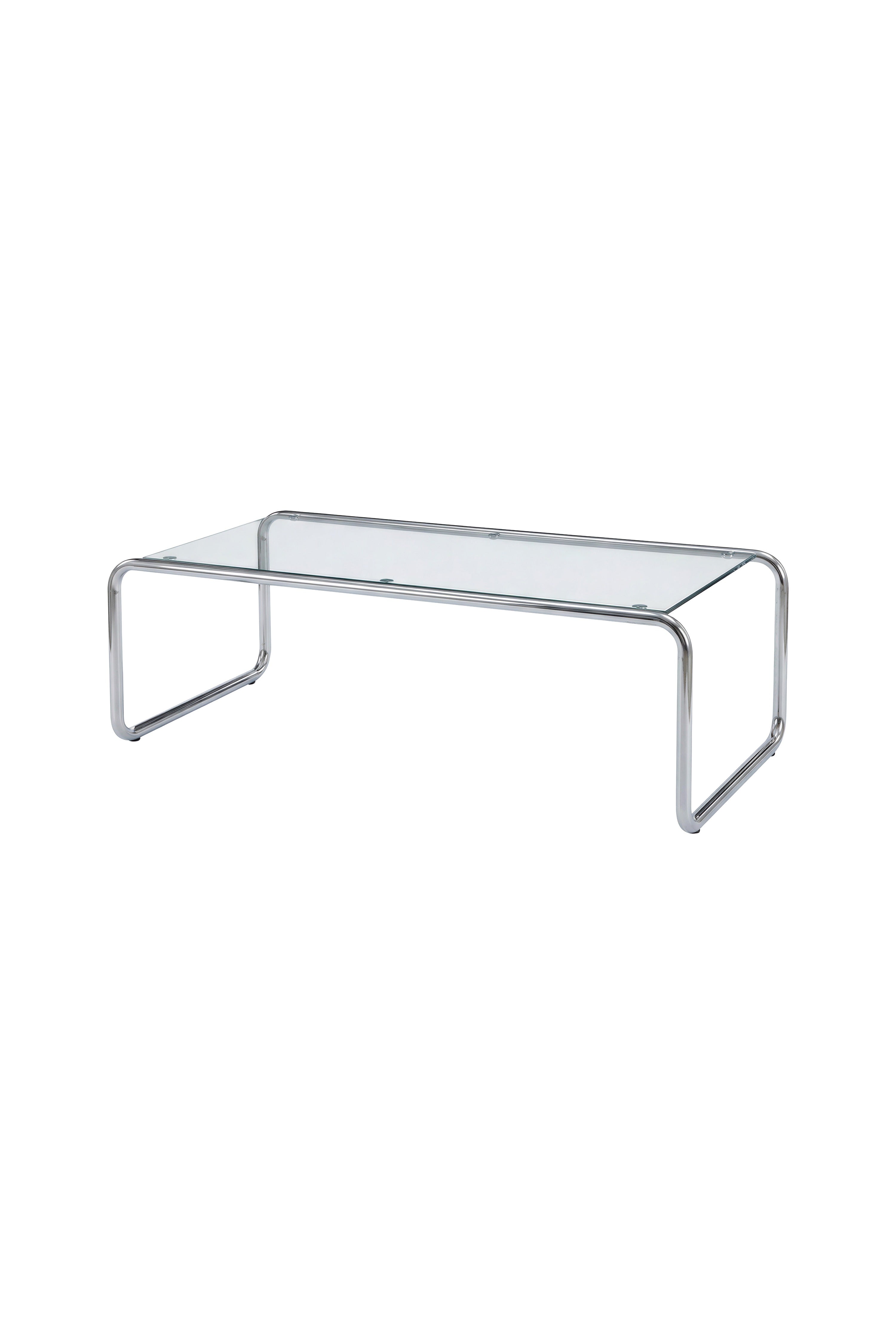 Saturnus Soffbord i Glas med Silverfärgad Metallram – 120 cm