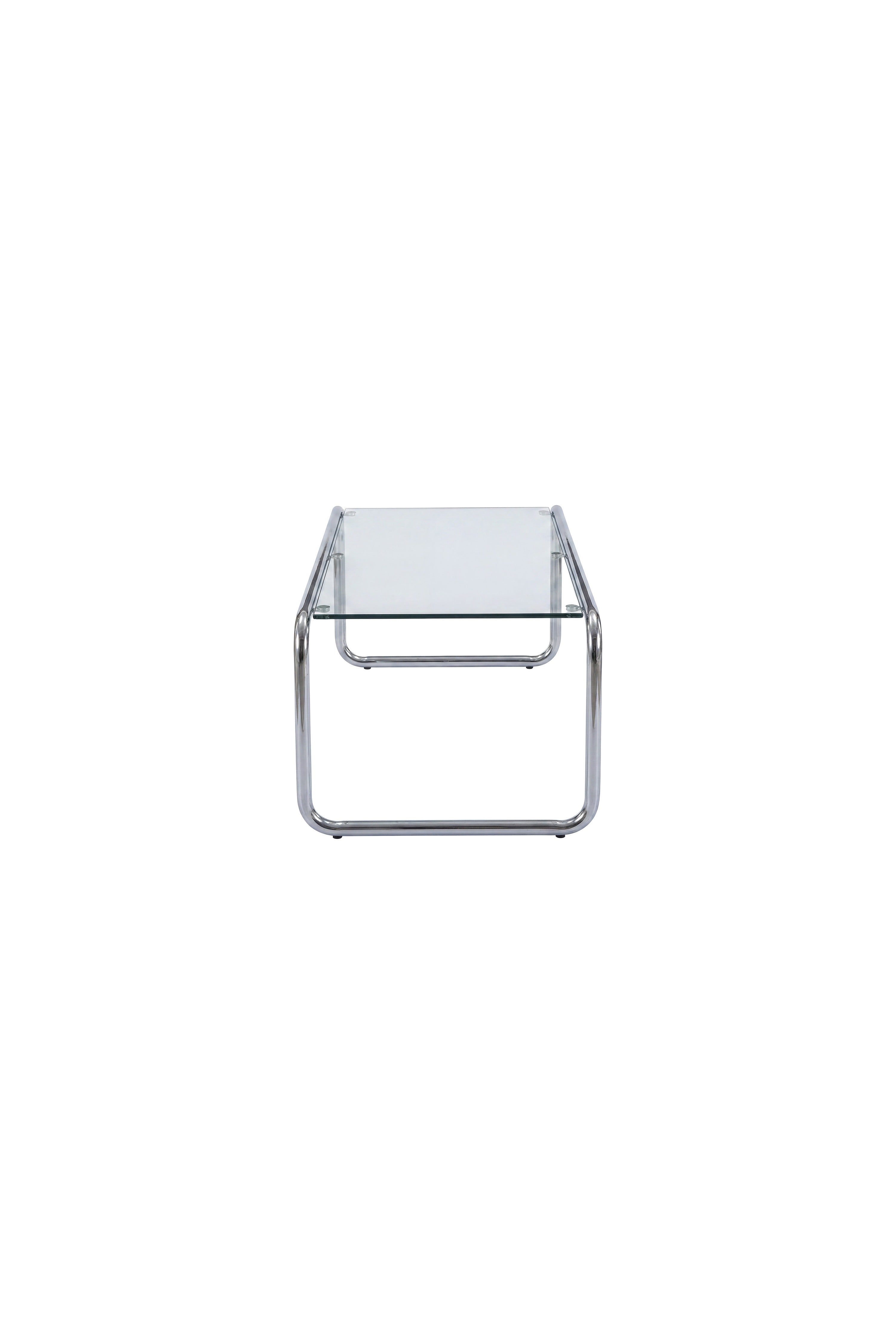 Saturnus Soffbord i Glas med Silverfärgad Metallram – 120 cm