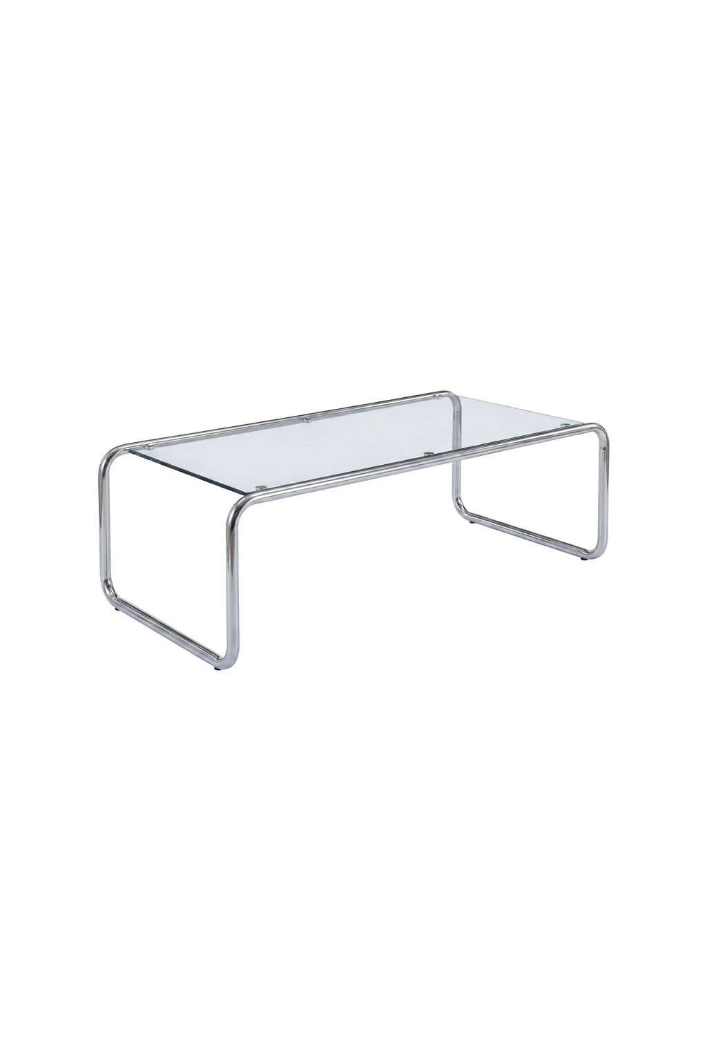 Saturnus Soffbord i Glas med Silverfärgad Metallram – 120 cm